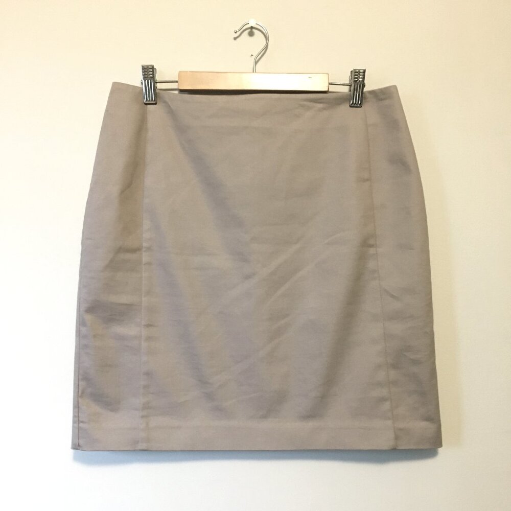 Vintage Jacob Solid Taupe Career Skirt - 90s Minimalist Pencil - Size 8 🩶